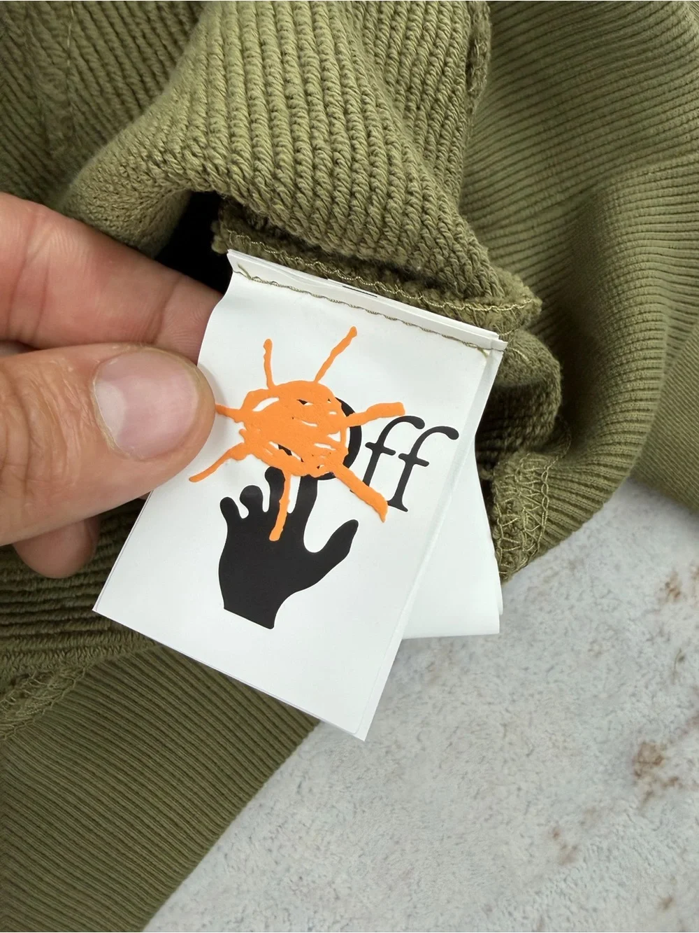 Off-White Kids Hoodie Olive Green Arrow Logo Pullover Sweatshirt Size 12 NWT